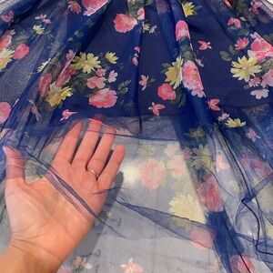 Navy Blue Floral Tulle High‑Low Flower Girl / Party Dress size 6 new